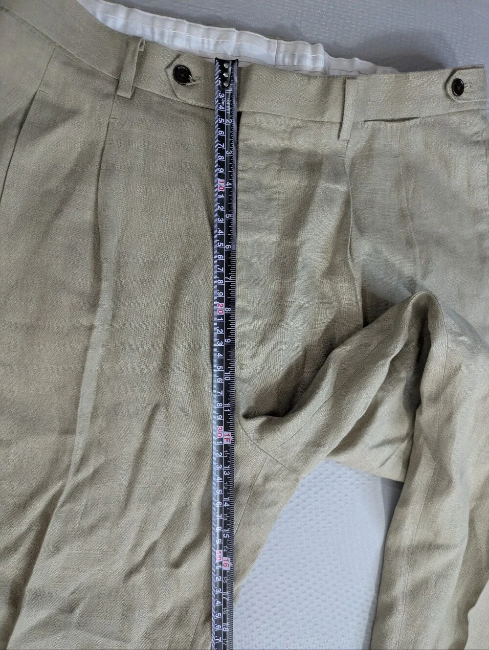 Men’s Gutteridge Linen Pants Italy Size 36x28 Green EU 46 US 36